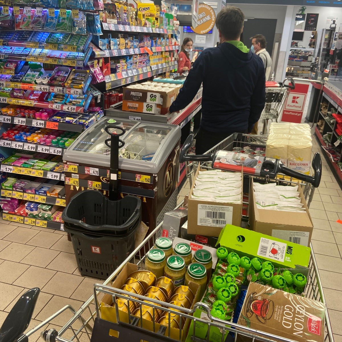 Here is our "caravan" of groceries to bring to the border